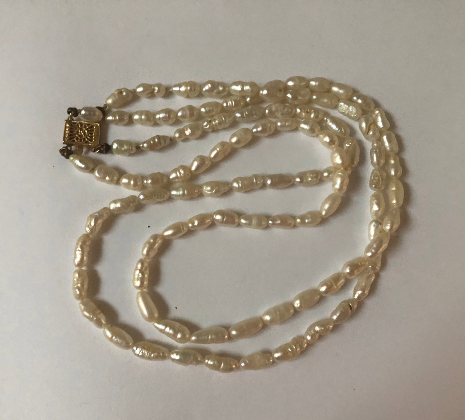 Two Strings Pearl Necklace with 14K Gold Clasp (1 of 1)