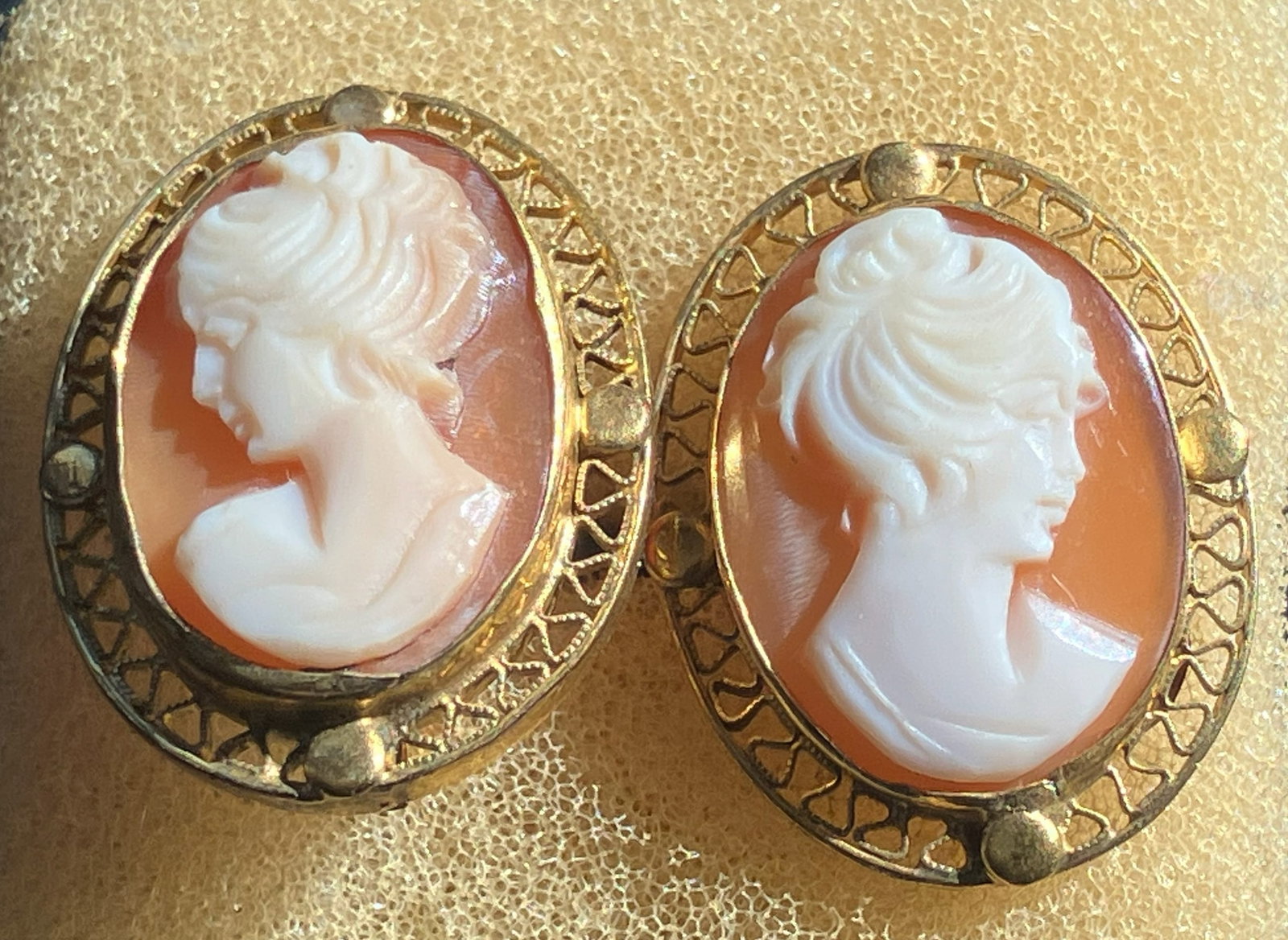 Pair of Gold Filled cameo earrings: Pair of Gold Filled cameo earrings