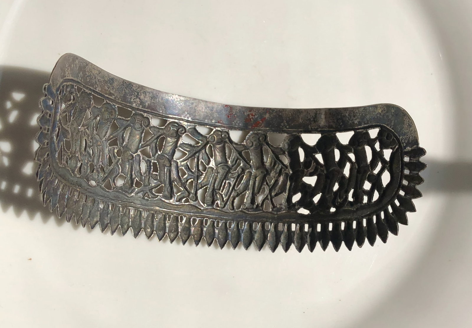 Antique Silver Monkey Comb - 3