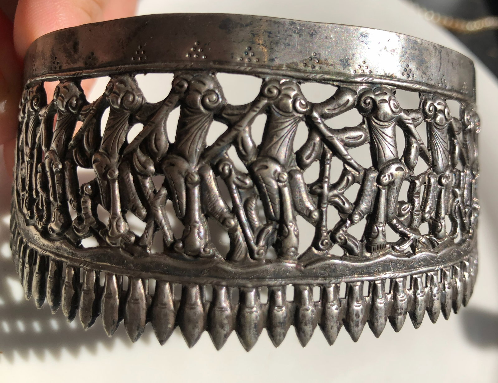 Antique Silver Monkey Comb - 4