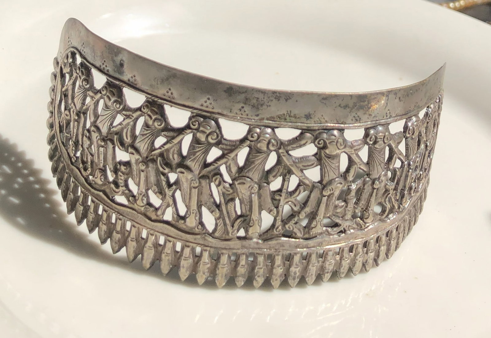 Antique Silver Monkey Comb - 5