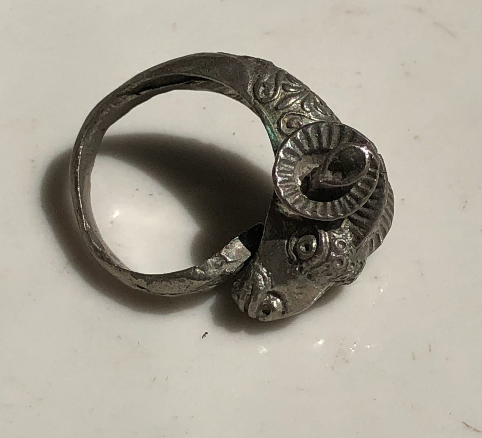 Antique silver Ram Ring: Antique silver Ram Ring, Size 7
