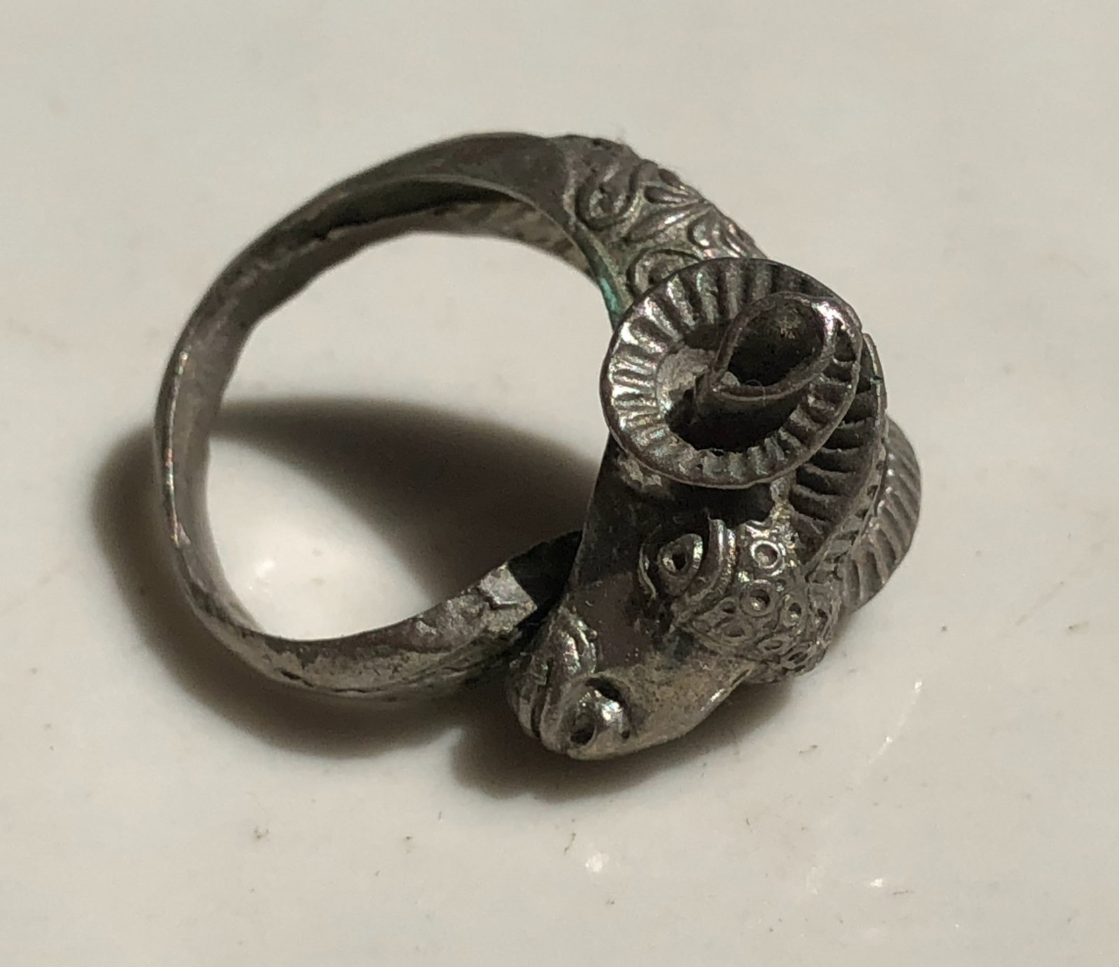 Antique silver Ram Ring - 4