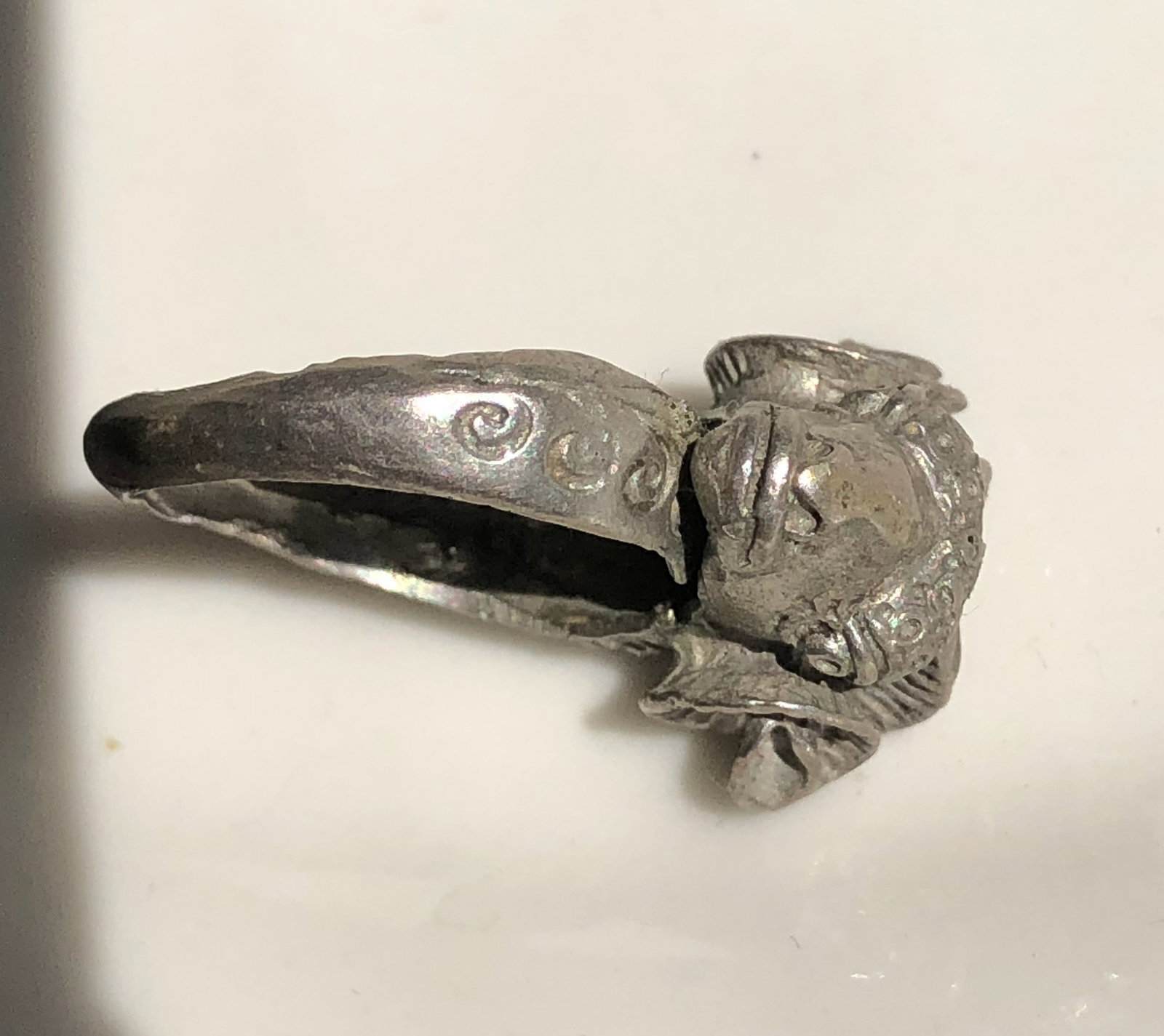 Antique silver Ram Ring - 5
