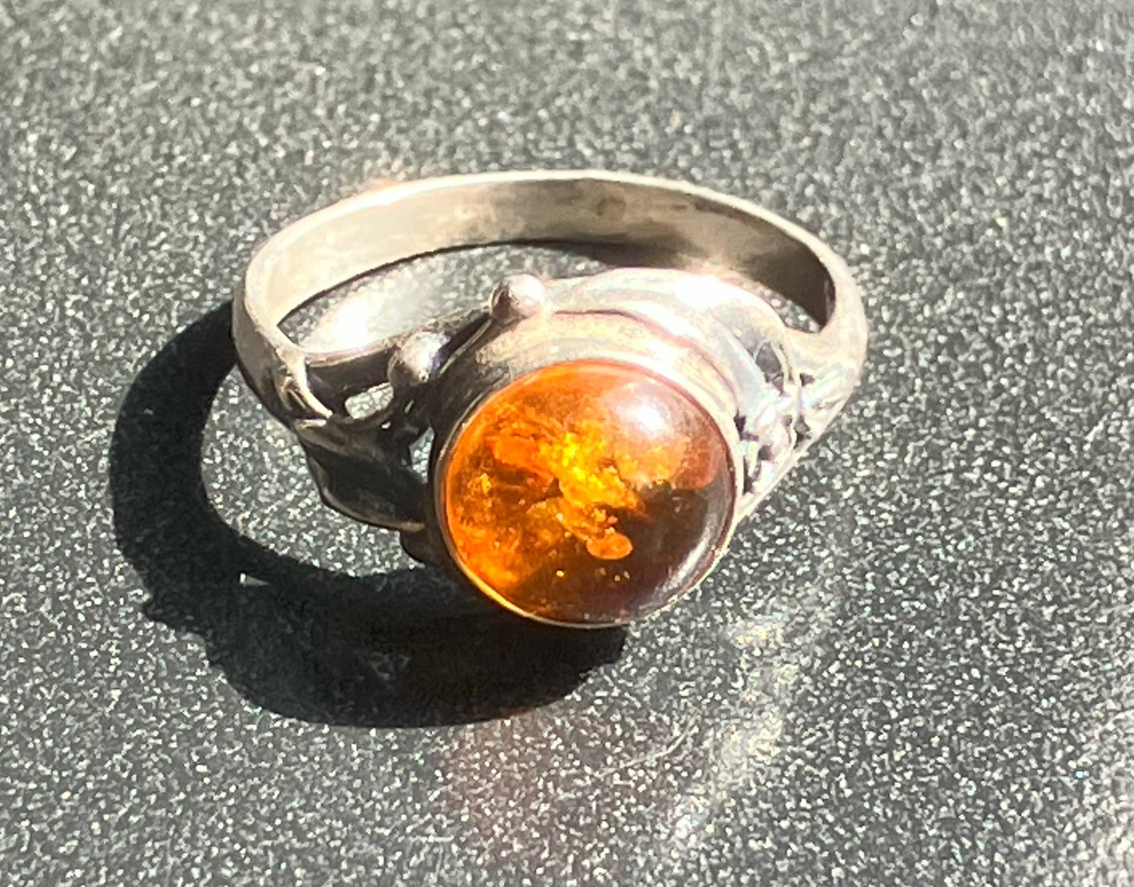 Vintage Silver Amber Ring: Vintage Silver Amber Ring, Size 6