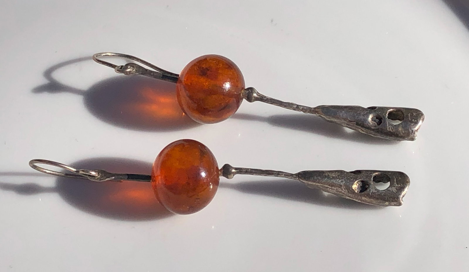 Pair of Silver Amber Earrings (1 of 3)