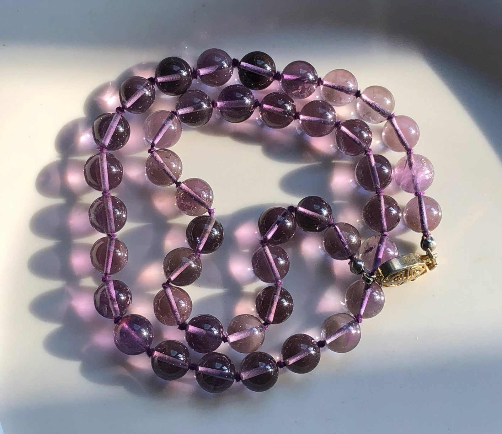 Vintage Amethyst Beads Necklace: Vintage Amethyst Beads Necklace, Length: 18", Size of each bead: 9mm