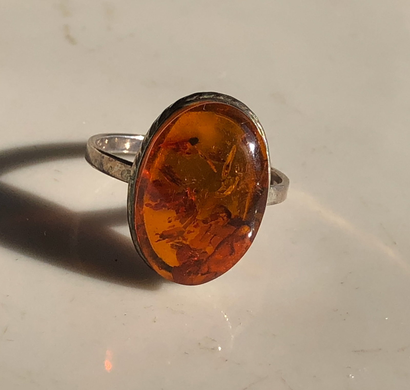 Amber Silver Ring