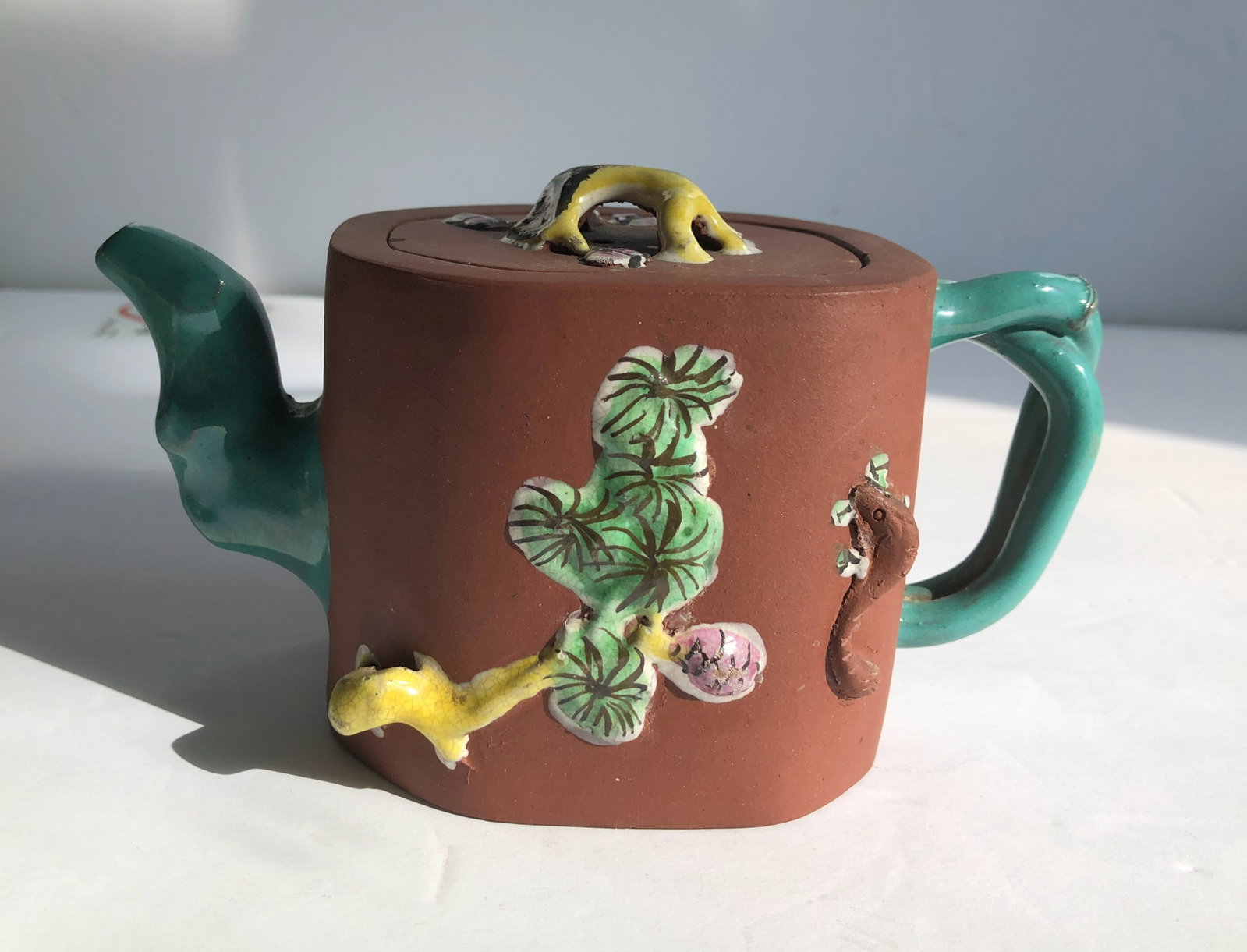 Antique Yixing Zisha Teapot: Antique Yixing Zisha Teapot, Size: 6"
