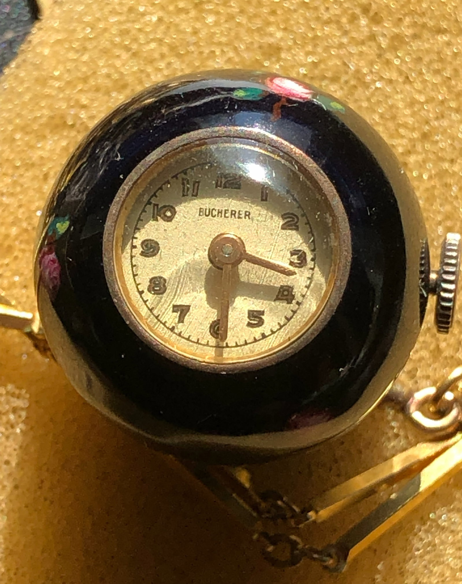 Vintage Swiss Bucherer Ball Watch with Blue Enamel and Gold Accents: Vintage Swiss Bucherer Ball Watch with Blue Enamel and Gold Accents
