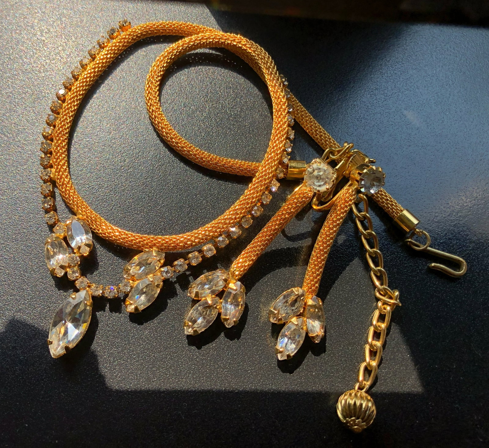 Elegant gold Plated necklace with crystal embellishments (1 of 2)