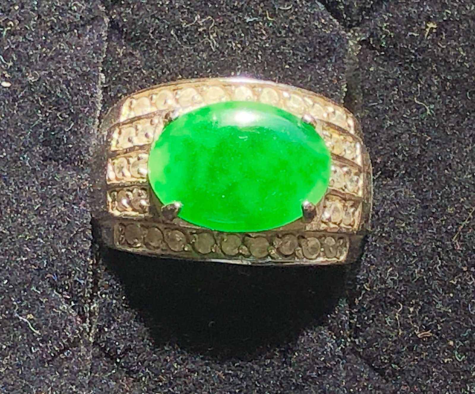 Vintage silver Jadeite ring - 2