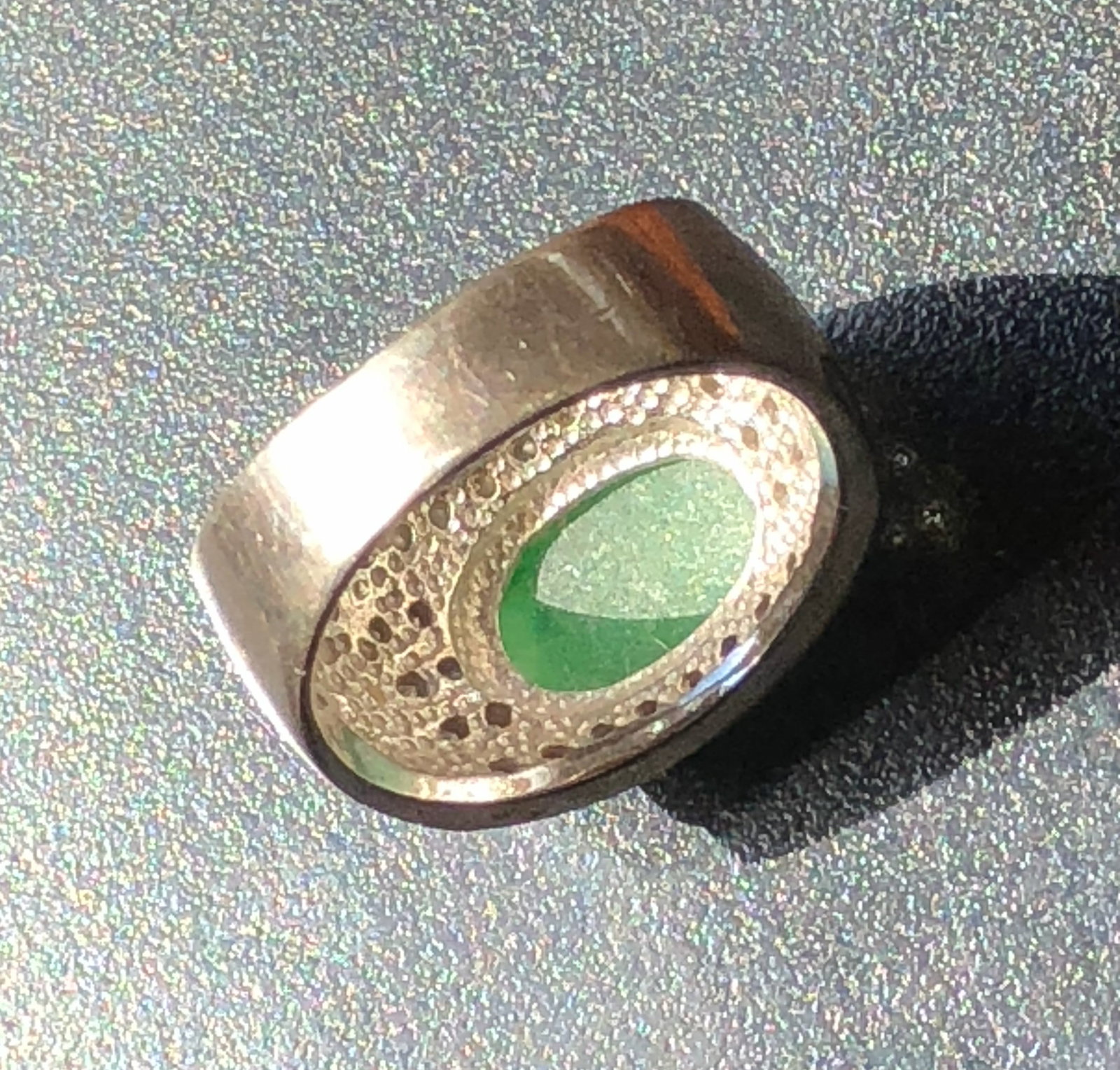 Vintage silver Jadeite ring - 3