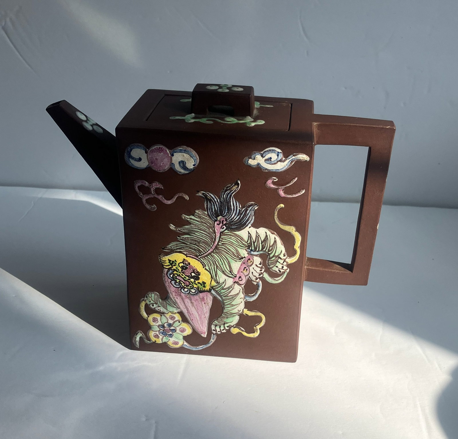 Antique Zisha Enamel Teapot (1 of 4)