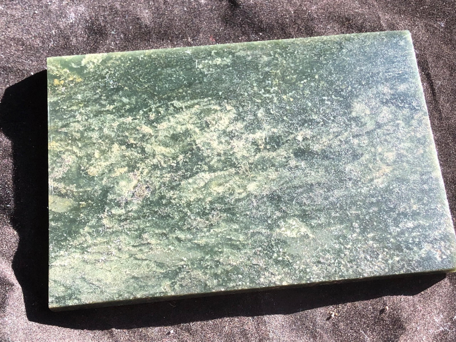 Antique Nephrite Green Jade Plaque: Antique Nephrite Green Jade Plaque, Size: 6"