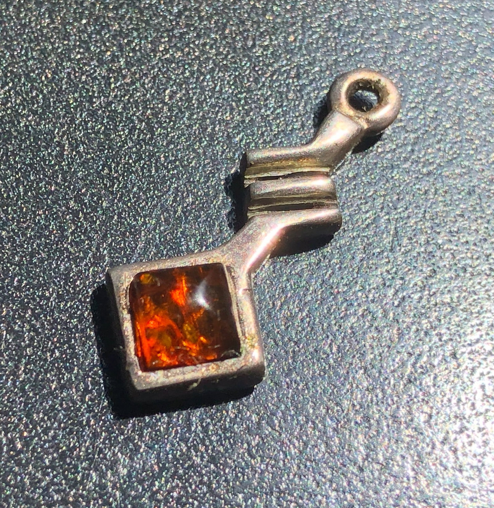 Vintage Silver Amber Pendant