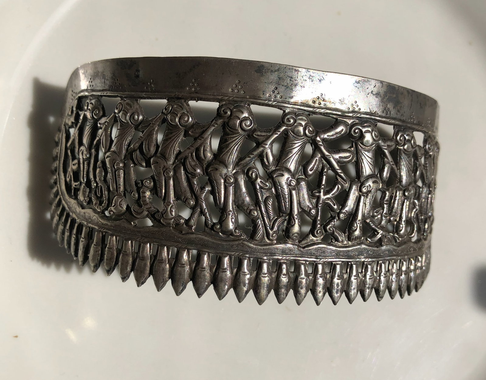 Antique Silver Monkey Comb - 2