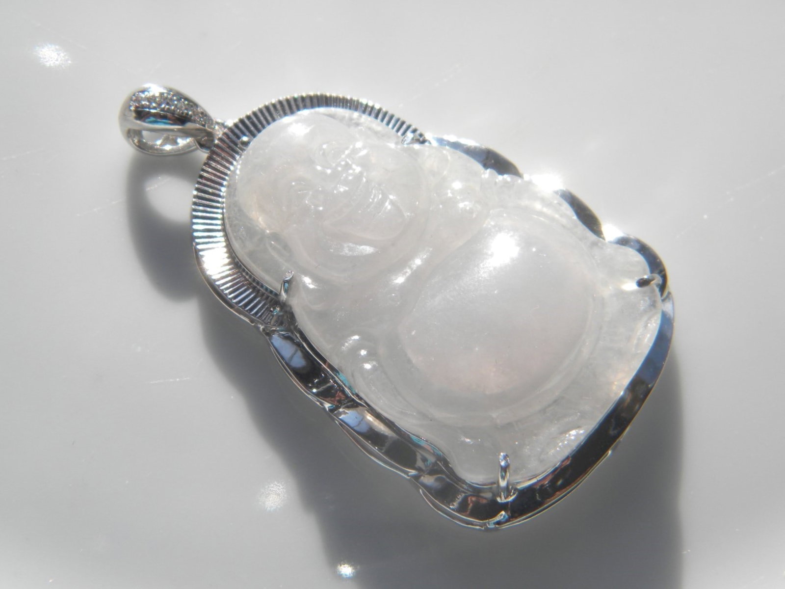 Natural Jadeite Buddha Pendant, size: 2" x 1.25" (1 of 3)