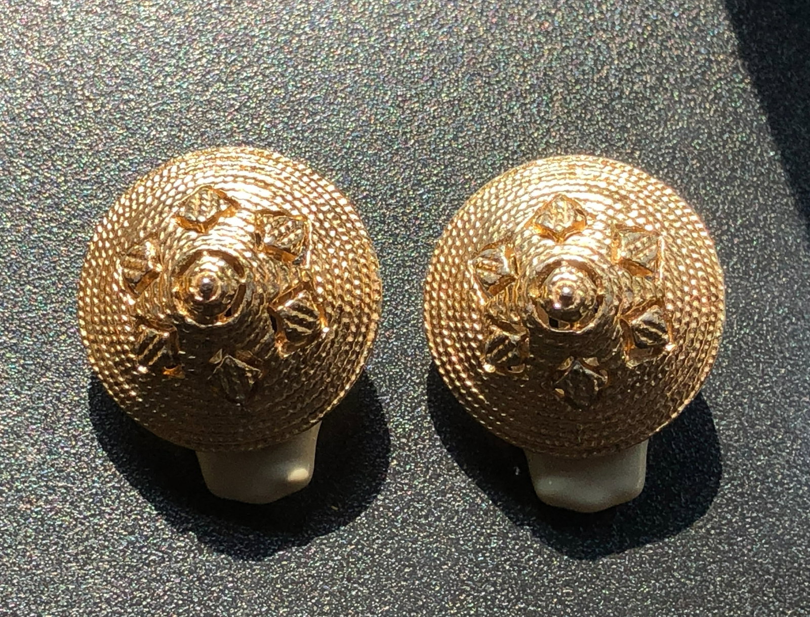 Elegant gold Plated textured earrings with intricate design (1 of 4)