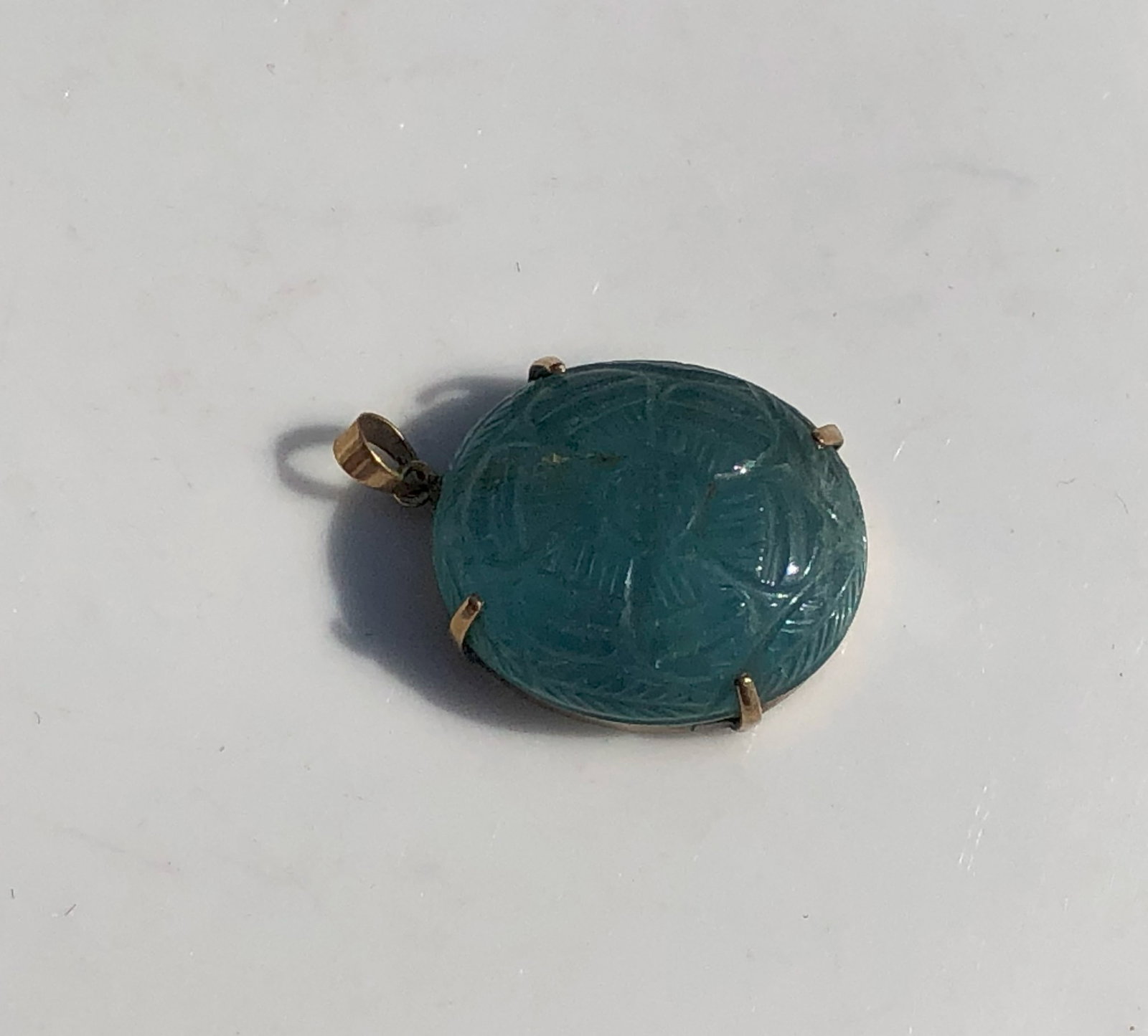 14K Gold Tourmaline Pendant: 14K Gold Tourmaline Pendant, Size: 1"