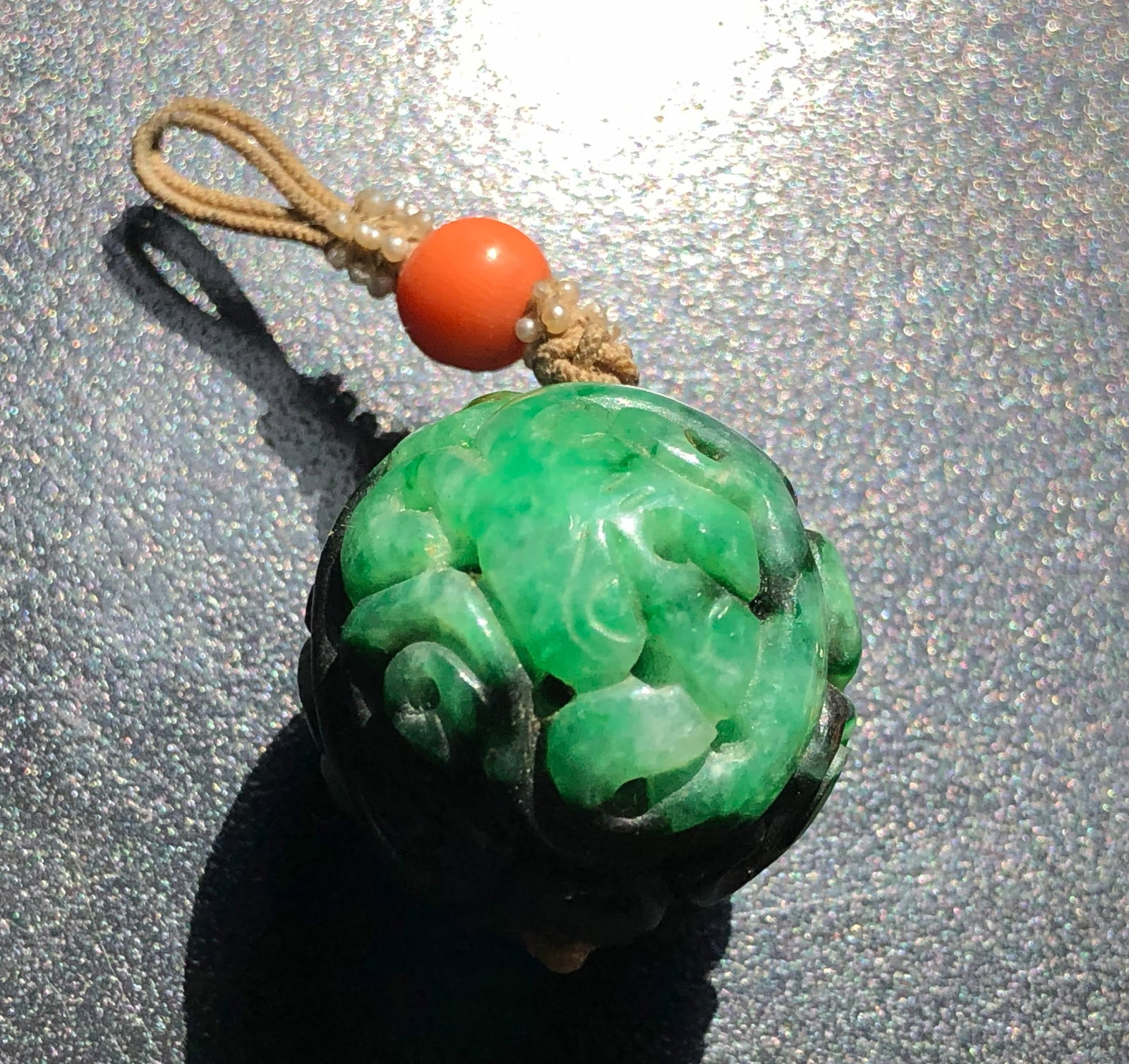 Antique Green Jadeite Ball