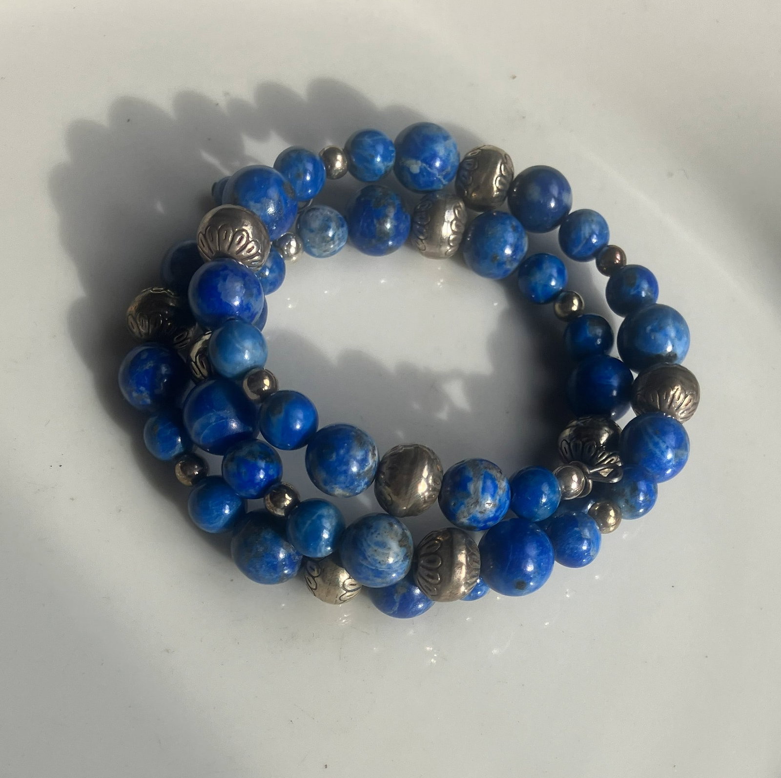 Vintage Silver Lapis Bracelet: Vintage Silver Lapis Bracelet