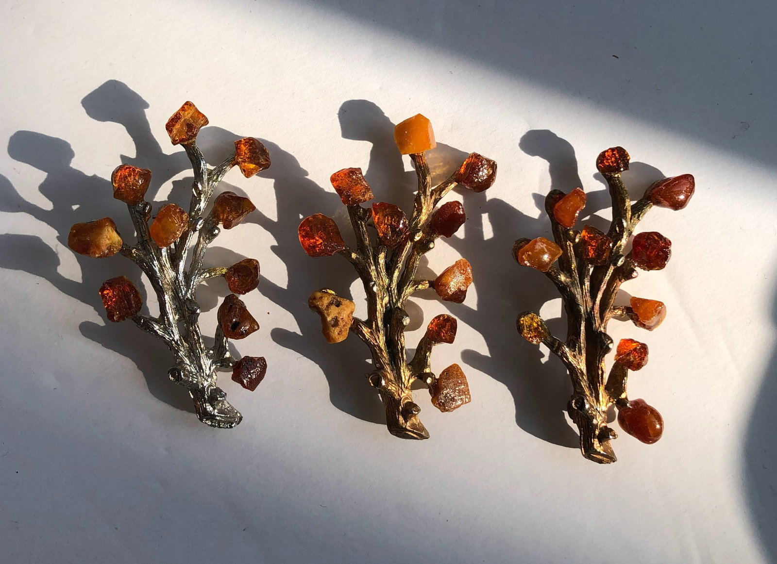 Three Amber Brooch Pin: Three Amber Brooch Pin