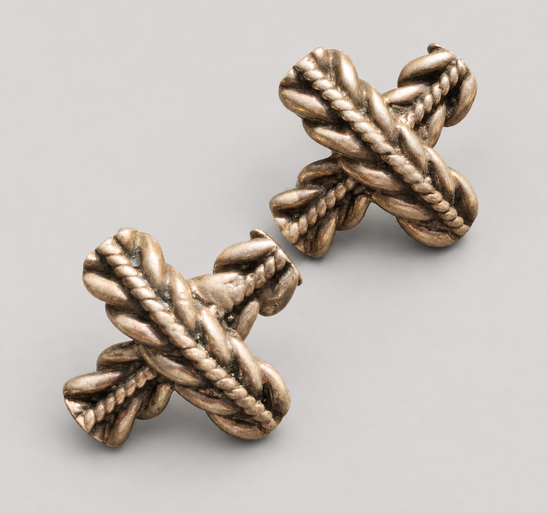 Pair of Rope-Knot Silver Earrings (1 of 3)