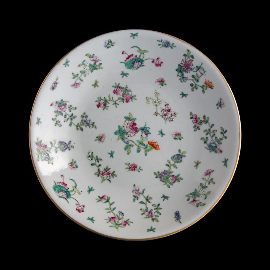 A Chinese famille rose 'floral' plate, Republic period: A Chinese famille rose 'floral' plate, Republic period,H: 2 1/4, Dia: 12 7/8 in. (H: 5.7, Dia: 32.7 cm.)