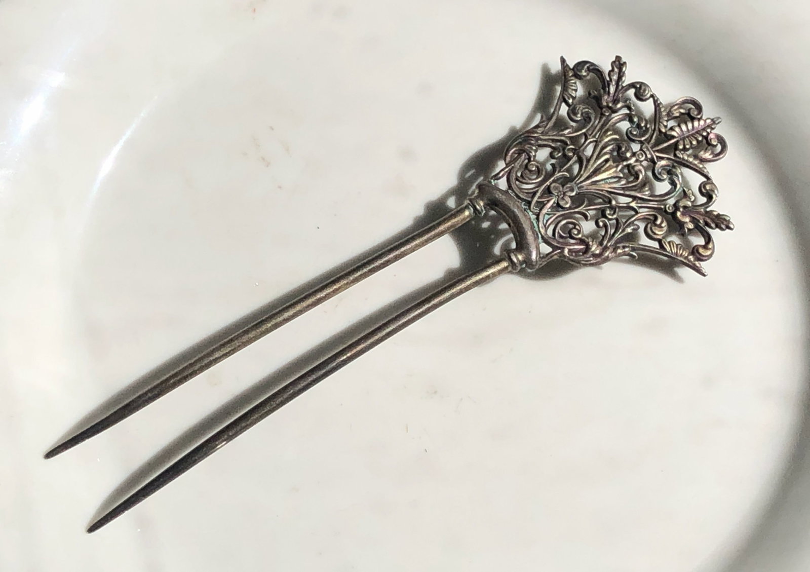 Antique Silver Hairpin: Antique Silver Hairpin, weight 18g