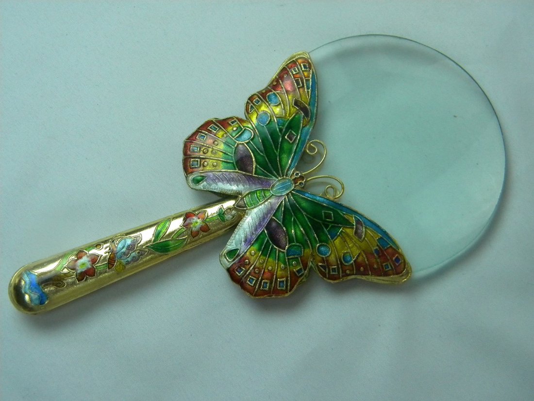 Chinese Enamel Magnifier: Chinese Enamel Magnifier, size: L: 7", W: 3.5"