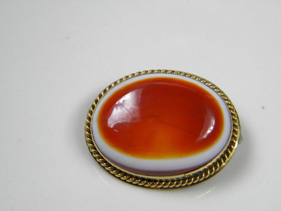 Antique Tibet Dzi Bead Goat Eye with 14K Gold: Antique Tibet Dzi Bead Goat Eye with 14K Gold frame, size: 1.4" x 1.2"