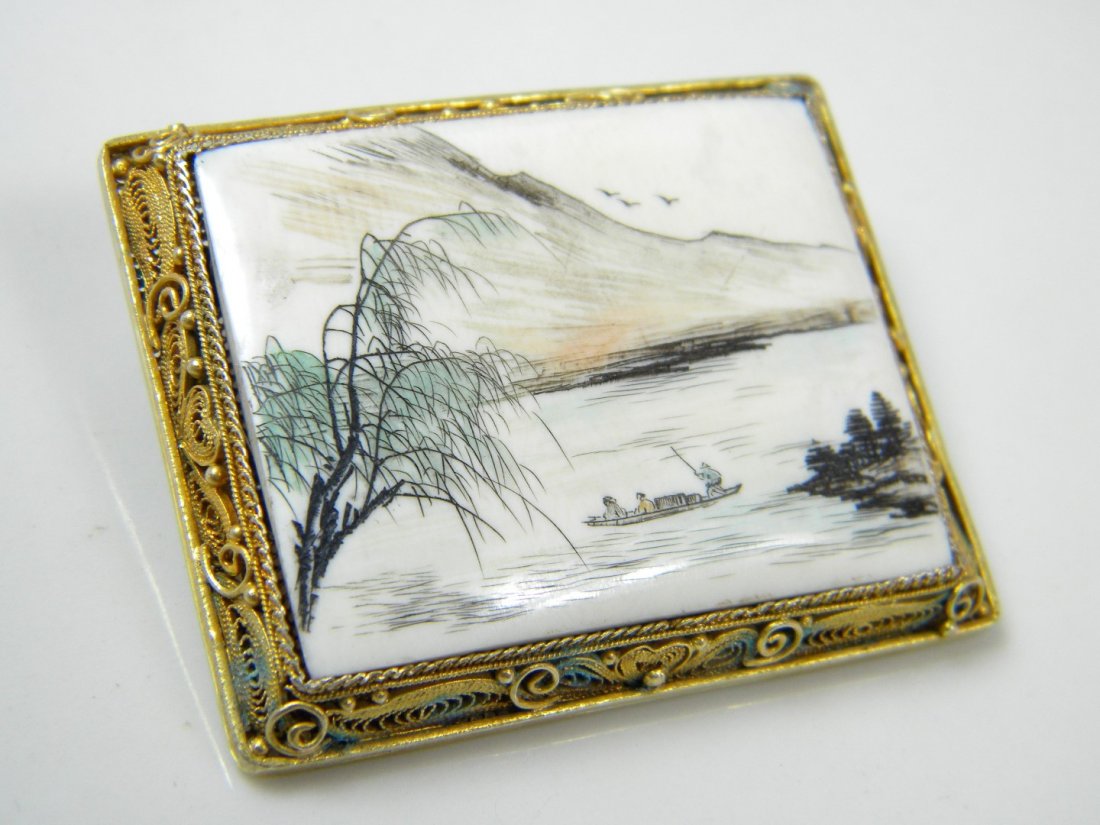 Antique Chinese Silver Filigree Brooch Pin (1 of 3)