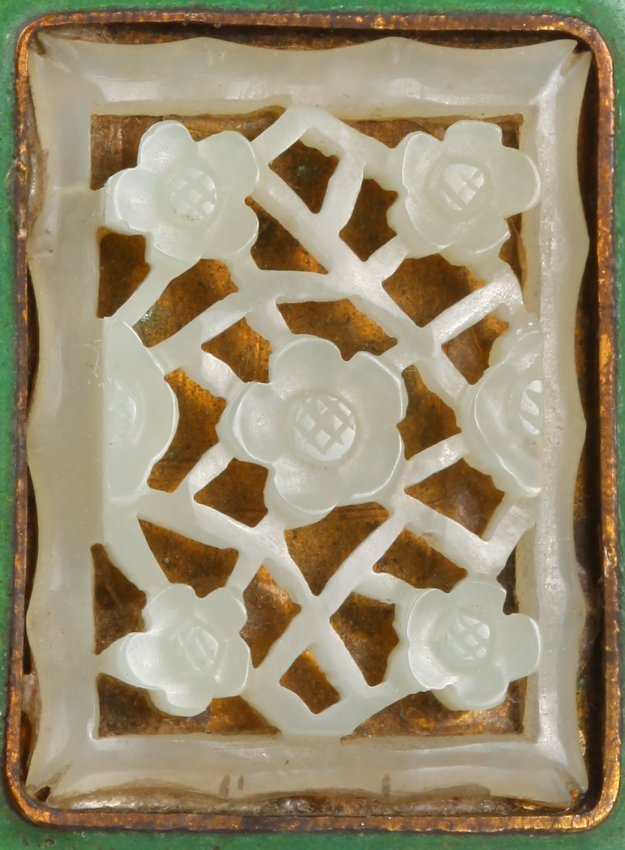 Antique Chinese Cloisonne Box Inlaid white nephrite (1 of 5)