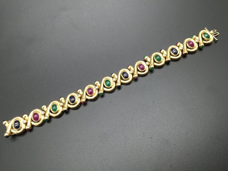 14K Gold Rubby Emerald and Sapphire Bracelet (1 of 3)