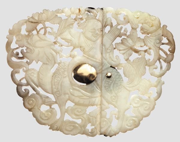 ANTIQUE CHINESE NEPHRITE JADE CHILKD RIDING AN ANIMAL (1 of 1)