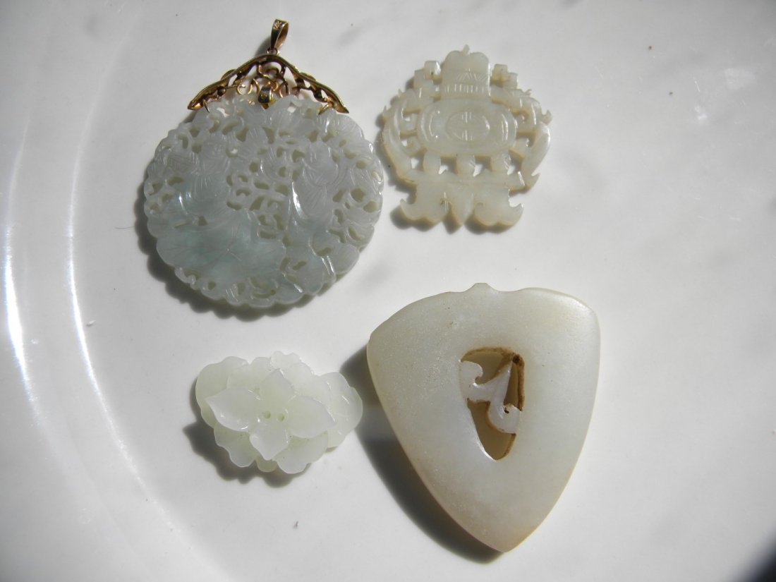 Lot of Four Antique Nephrite Jade Pendant (1 of 4)
