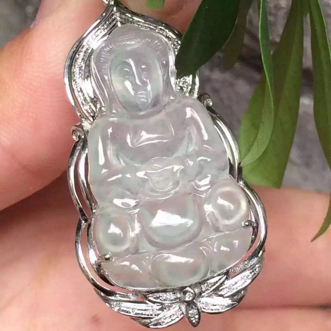 Natural Icy Jadeite Buddha Pendant (1 of 5)