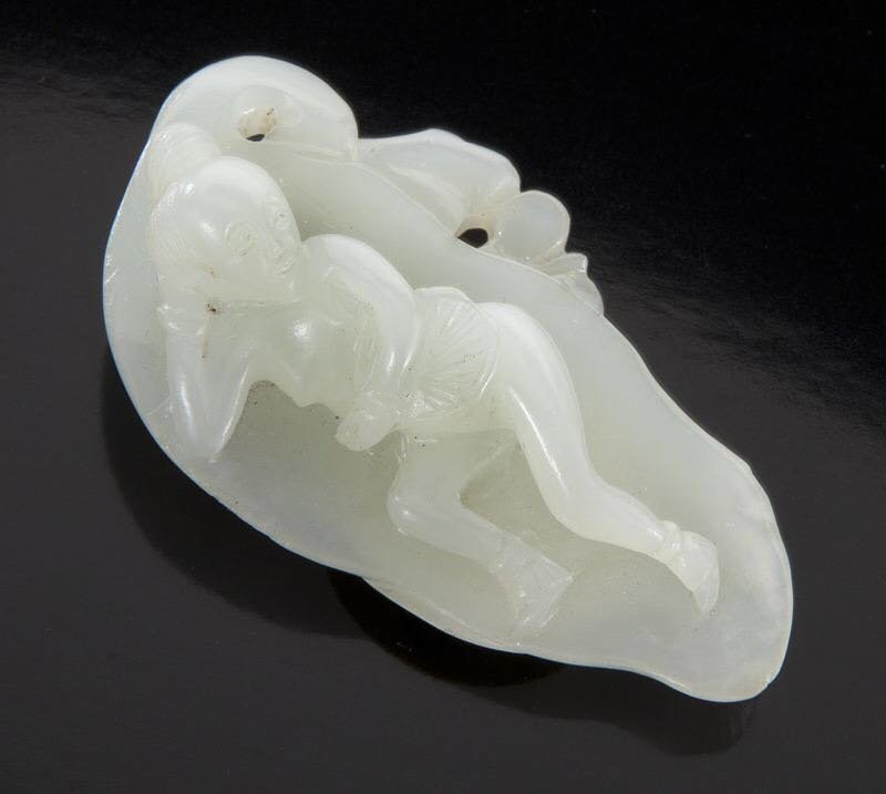 Antique Chinese Qing Dynasty White Jade Beauty Toggle (1 of 2)