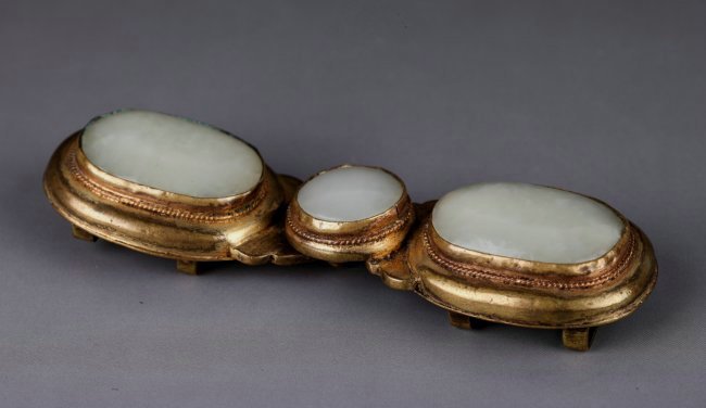 Antique Chinese Belt Hook White Jade Inlay (1 of 5)