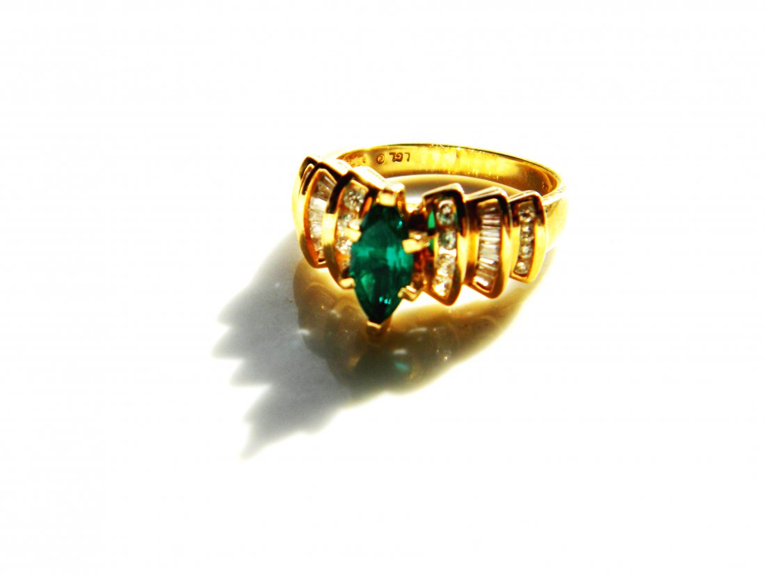 14K yellow gold Diamond Emerald Ring (1 of 1)