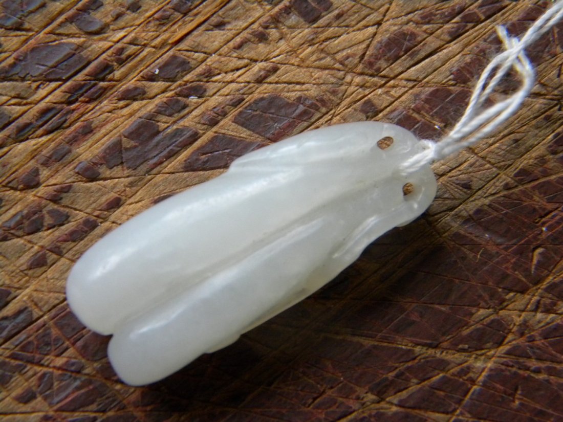 Antique Chinese Nephrite White Jade Melon Pendant (1 of 2)