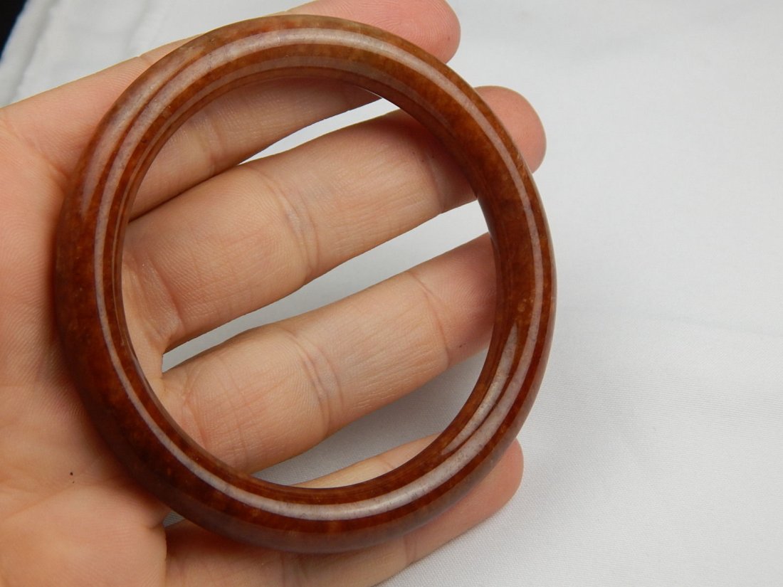 ANTIQUE RED JADEITE BANGLE BRACELET (1 of 4)