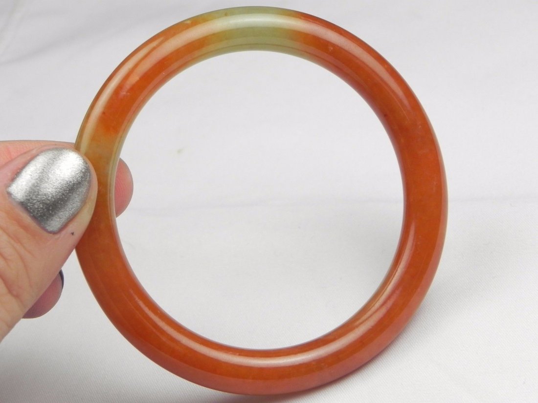 ANTIQUE RED JADEITE BANGLE BRACELET (1 of 3)