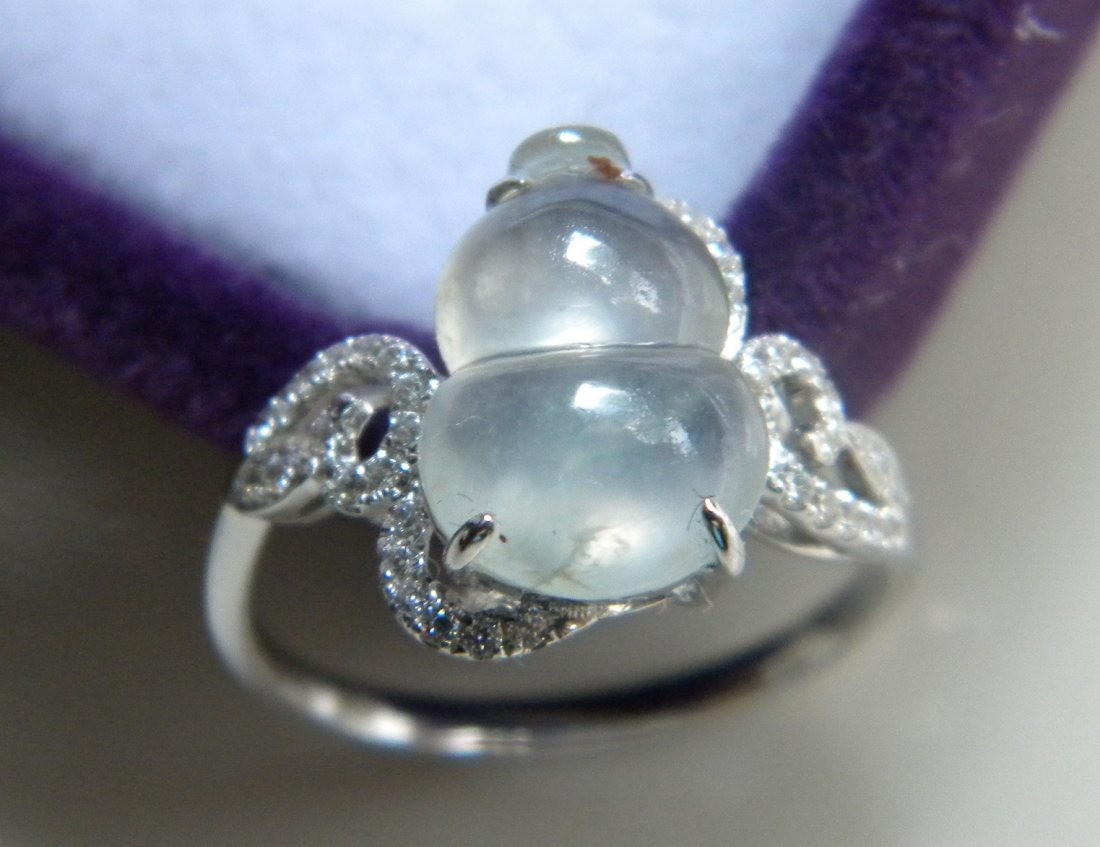 18K White Gold Diamond White Jadeite Ring (1 of 4)