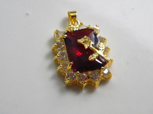 CHINESE RED STONE PENDANT (1 of 2)