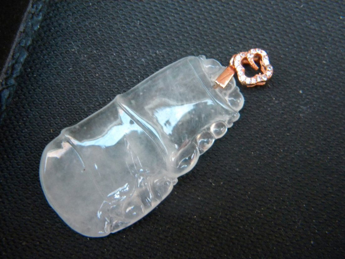 Natural Grade A Icy White Jadeite Bamboo Pendant (1 of 5)