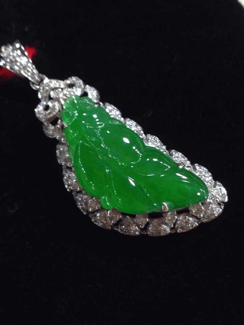 Natural Grade A Green Jadeite Gold Fish Pendant (1 of 2)