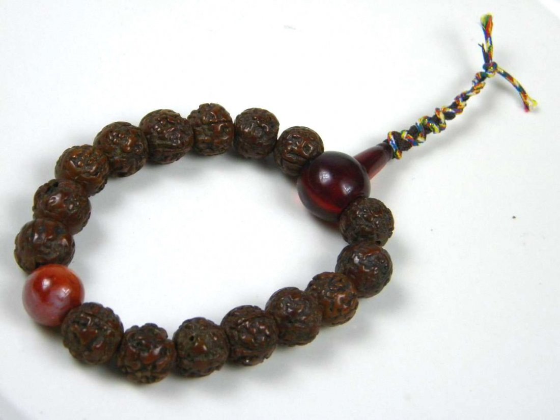 ANTIQUE TIBET PHEONIX EYE MALA BUDDHA PRAYER BEAD (1 of 5)