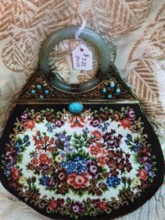 vintage Chinese needle point purse with jade handle (1 of 2)